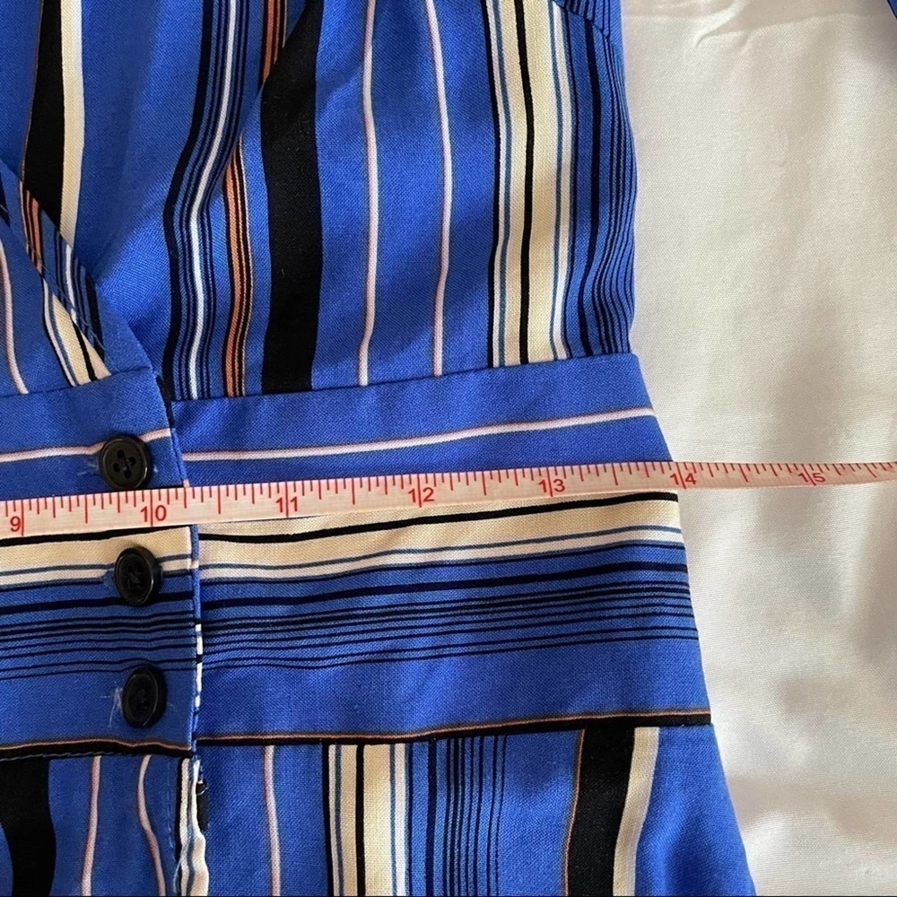 Band of Gypsies Blue Striped Ruffle Wrap Dress Size Medium - Picture 13 of 13